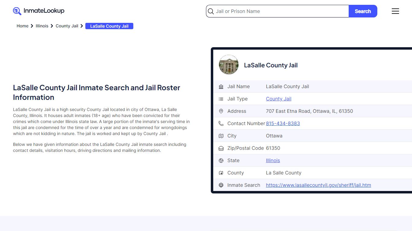 LaSalle County Jail Inmate Search and Jail Roster Information